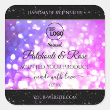 Luxe roze Paarse glitter-productlabel met Logo