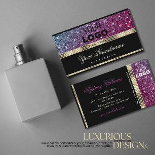 Luxe roze Paarse glitter Stars Logo Gold Black Visitekaartje