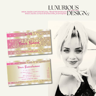 Luxe roze Paarse Glitter Sterren Elegantie Visitekaartje