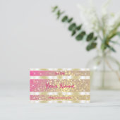 Luxe roze Paarse Glitter Sterren Elegantie Visitekaartje (Staand voorkant)