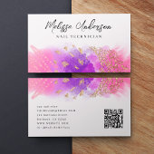 Luxe Roze Paarse Gouden Glitter QR Code Visitekaartje
