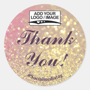 Luxe roze Paarse gouden glitter sterren dank u Ronde Sticker