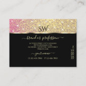 Luxe Roze Paarse Gouden Glitter Sterren en Initial Visitekaartje (Achterkant)