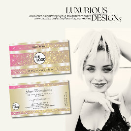 Luxe Roze Paarse Gouden Glitter Sterren toevoegen Visitekaartje
