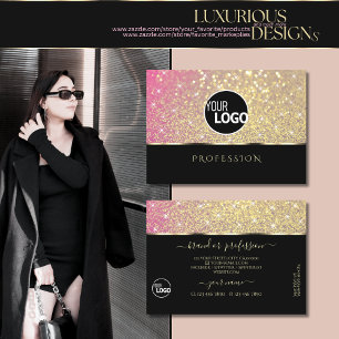 Luxe roze Paarse gouden littersterren Logo zwart Visitekaartje