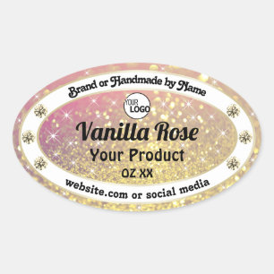 Luxe roze Paarse goudtablet Logo productlabel Ovale Sticker