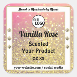 Luxe roze Paarse goudtablet Logo productlabel Vierkante Sticker