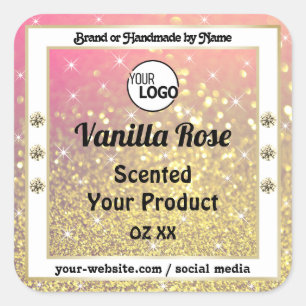 Luxe roze Paarse goudtablet Logo productlabel Vierkante Sticker