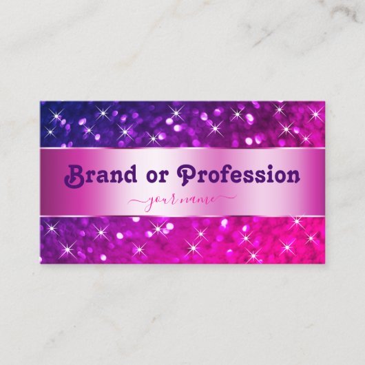 Luxe Roze Paarse Gradient Glitter Stars Fancy Visitekaartje (Voorkant)