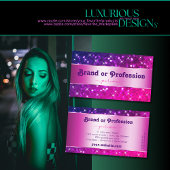 Luxe Roze Paarse Gradient Glitter Stars Fancy Visitekaartje