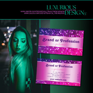 Luxe Roze Paarse Gradient Glitter Stars Fancy Visitekaartje