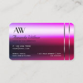 Luxe Roze Paarse Gradient Silver Decor Initialen Visitekaartje (Achterkant)