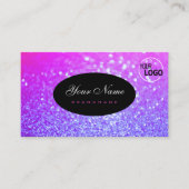 Luxe Roze Paarse Gradient Sparkle Glitter Logo Visitekaartje (Voorkant)