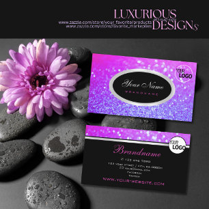Luxe Roze Paarse Gradient Sparkle Glitter Logo Visitekaartje