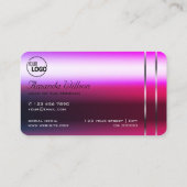 Luxe Roze Paarse Gradient Zilveren Decor en Logo Visitekaartje (Achterkant)