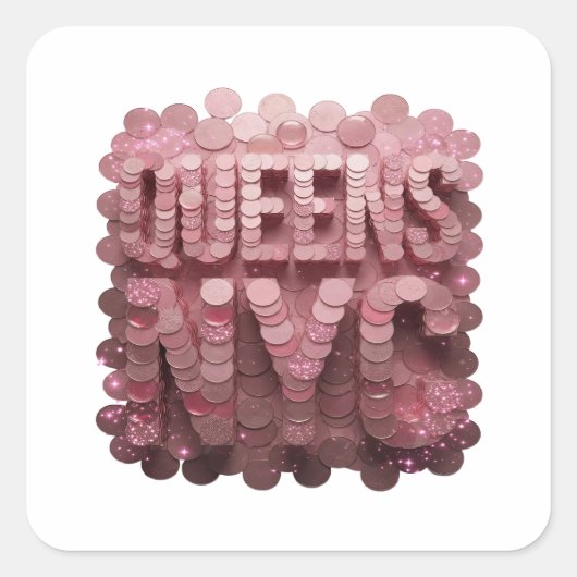 Luxe Roze QUEENS NYC Cadeau Sticker (Voorkant)