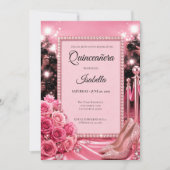 Luxe Roze Quinceañera Kaart (Voorkant)
