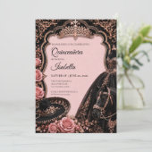 Luxe Roze Quinceañera Kaart (Staand voorkant)
