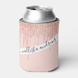 Luxe roze roodbruin glitter rand blikjeskoeler