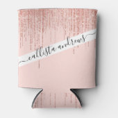 Luxe roze roodbruin glitter rand blikjeskoeler (Voorkant)