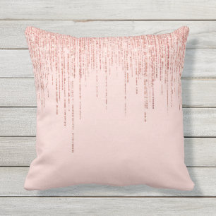 Luxe roze roodbruin glitter rand buitenkussen