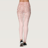 Luxe roze roodbruin glitter rand leggings (Achterkant)
