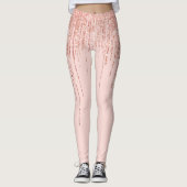 Luxe roze roodbruin glitter rand leggings (Voorkant)