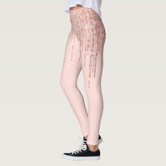 Luxe roze roodbruin glitter rand leggings (Links)