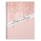 Luxe roze roodbruin glitter rand notitieboek (Voorkant)