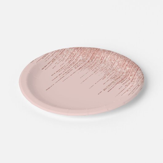 Luxe roze roodbruin glitter rand papieren bordje (Gekanteld)