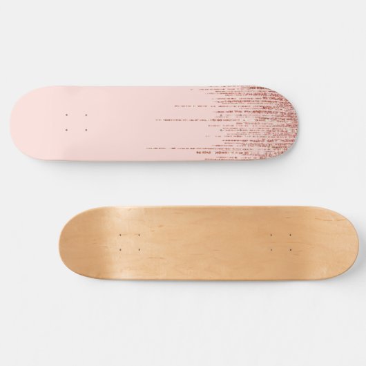 Luxe roze roodbruin glitter rand persoonlijk skateboard (Horizontaal)