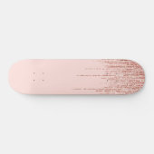 Luxe roze roodbruin glitter rand persoonlijk skateboard (Horizontaal)