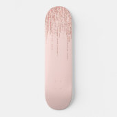 Luxe roze roodbruin glitter rand persoonlijk skateboard (Voorkant)