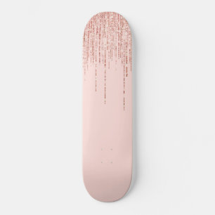 Luxe roze roodbruin glitter rand persoonlijk skateboard