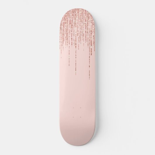Luxe roze roodbruin glitter rand persoonlijk skateboard (Voorkant)