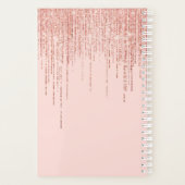 Luxe roze roodbruin glitter rand planner (Achterkant)