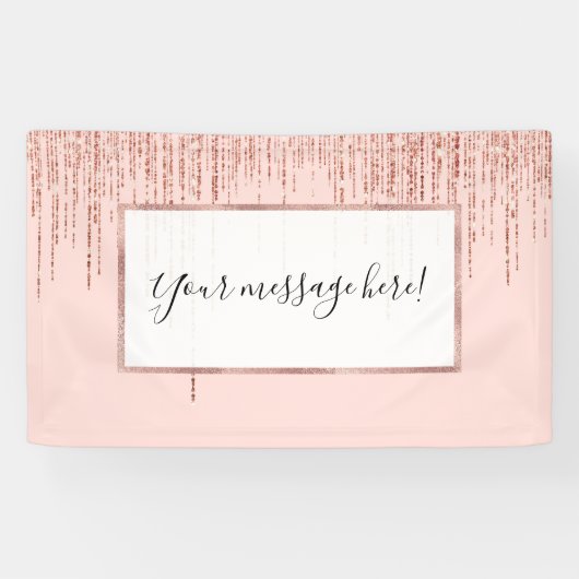 Luxe roze roodbruin glitter rand spandoek (Horizontaal)