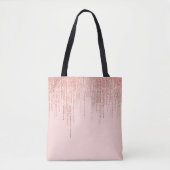 Luxe roze roodbruin glitter rand tote bag (Voorkant)