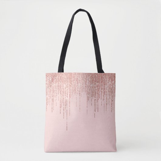 Luxe roze roodbruin glitter rand tote bag (Voorkant)