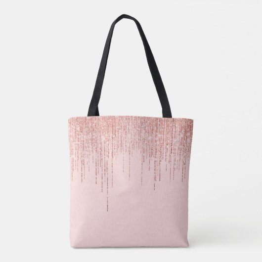 Luxe roze roodbruin glitter rand tote bag (Achterkant)