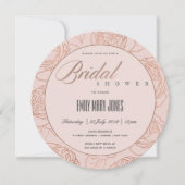 LUXE ROZE ROOS GOUD BLOMEN BRUIDSFEEST KAART (Voorkant)