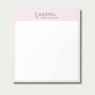 Luxe Roze Roos Lijnkunst Persoonlijke Naam Notitieblok