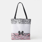 Luxe Roze Roos Zilver Glitter Gepersonaliseerd Tote Bag (Achterkant)
