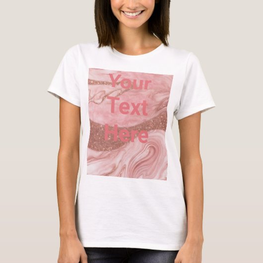 Luxe Roze Rose Gold Custom Text Basic T-shirt (Voorkant)
