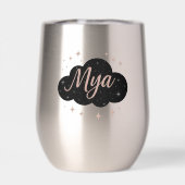 Luxe Roze Rose Gold & Obsidian Crystal Tumbler (Achterkant)