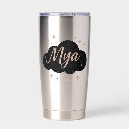 Luxe Roze Rose Gold & Obsidian Crystal Tumbler Geïsoleerde Drinkbeker