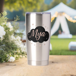 Luxe Roze Rose Gold & Obsidian Crystal Tumbler Geïsoleerde Drinkbeker