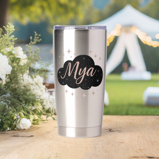 Luxe Roze Rose Gold & Obsidian Crystal Tumbler Geïsoleerde Drinkbeker (Bruiloft (Gedraaid) )