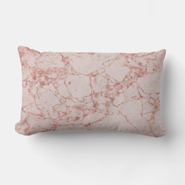 Luxe roze Roze Blush Glitter Marble Cotton Kussen (Voorkant)