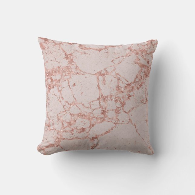 Luxe roze Roze Blush Glitter Marble Cotton Kussen (Voorkant)